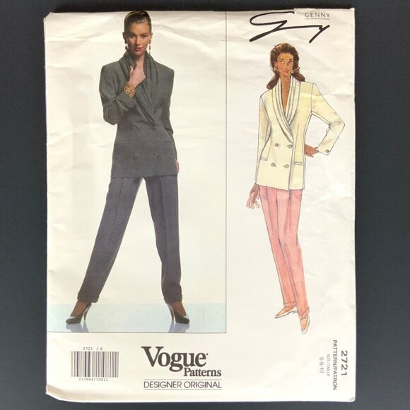 Vogue 2721 Genny Designer Original Misses Jacket Pants Sz 6-10 Sewing Pattern - Picture 1 of 3